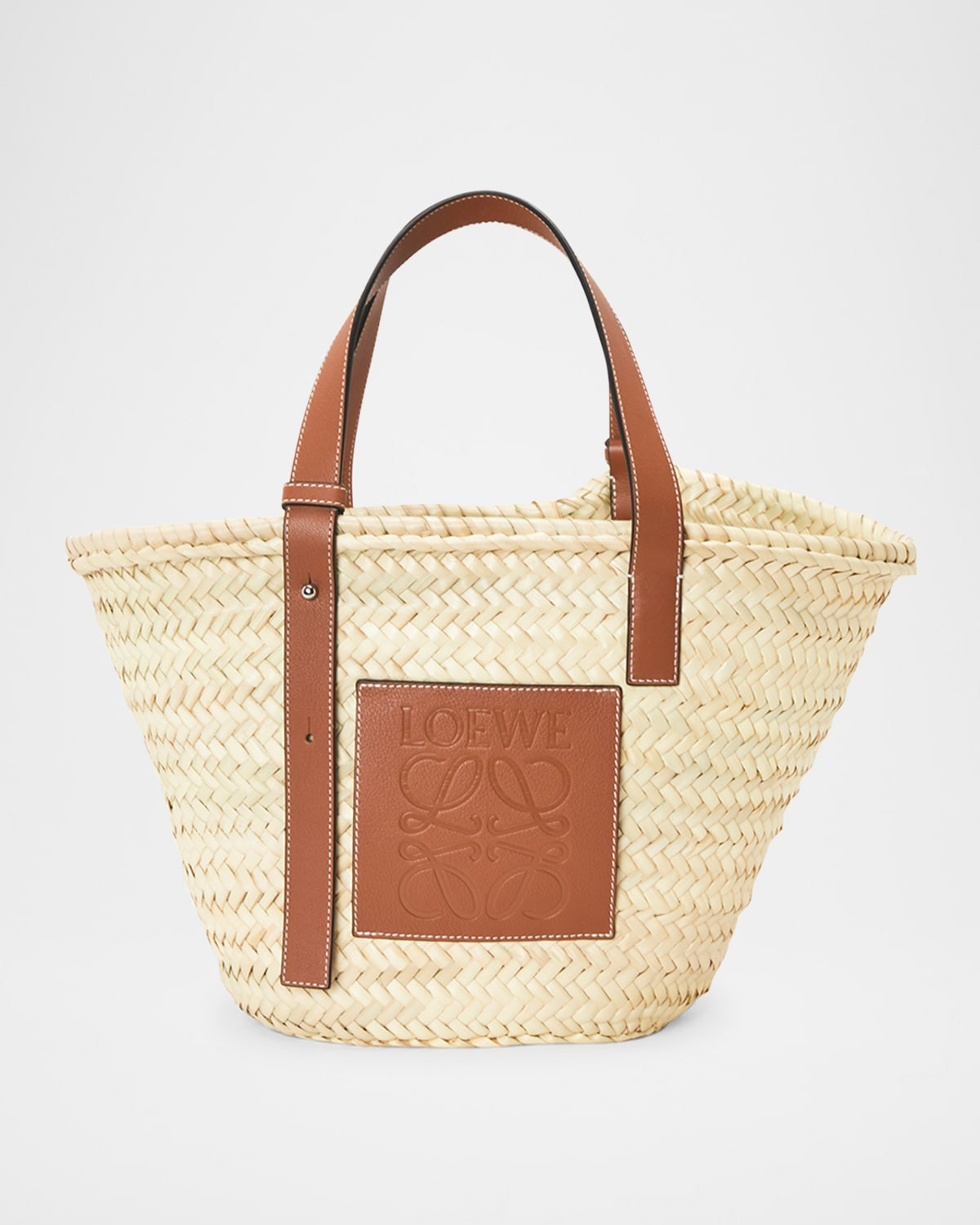 x Paula's Ibiza Basket Bag in Palm Leaf with Leather Handles | Neiman Marcus