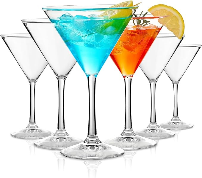 Unbreakable Martini Glasses Set of 6, 10 oz Plastic Martini Cocktail Glasses with Stem, Reusable ... | Amazon (US)