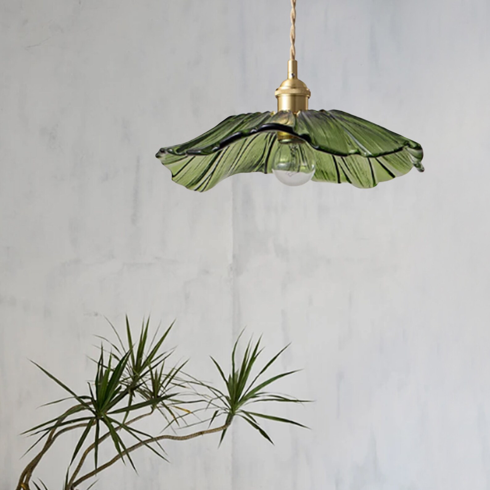 Handmade Glass Brass Pendant Light-Rustic Chandeliers-Ceiling Light for Kitchen Dining Room-Bedsi... | Etsy (US)