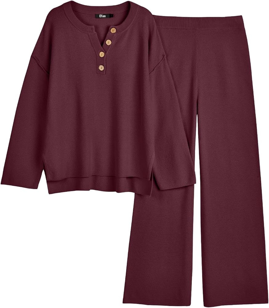 LILLUSORY Women's 2 Piece Lounge Sets Oversized Slouchy Matching Cozy Knit Sets | Amazon (US)