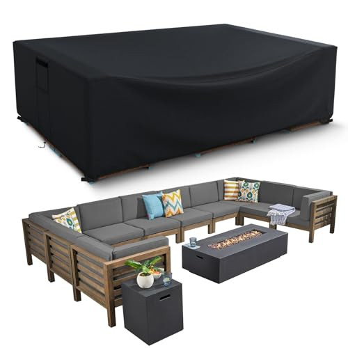 HIGHTQURO Patio Furniture Covers Waterproof, Heavy Duty 600D Outdoor Furniture Covers for Outside Sectional Sofa Set,Tear Resistance and Anti-UV, Black,126"L x 126"W x 28"H | Amazon (US)