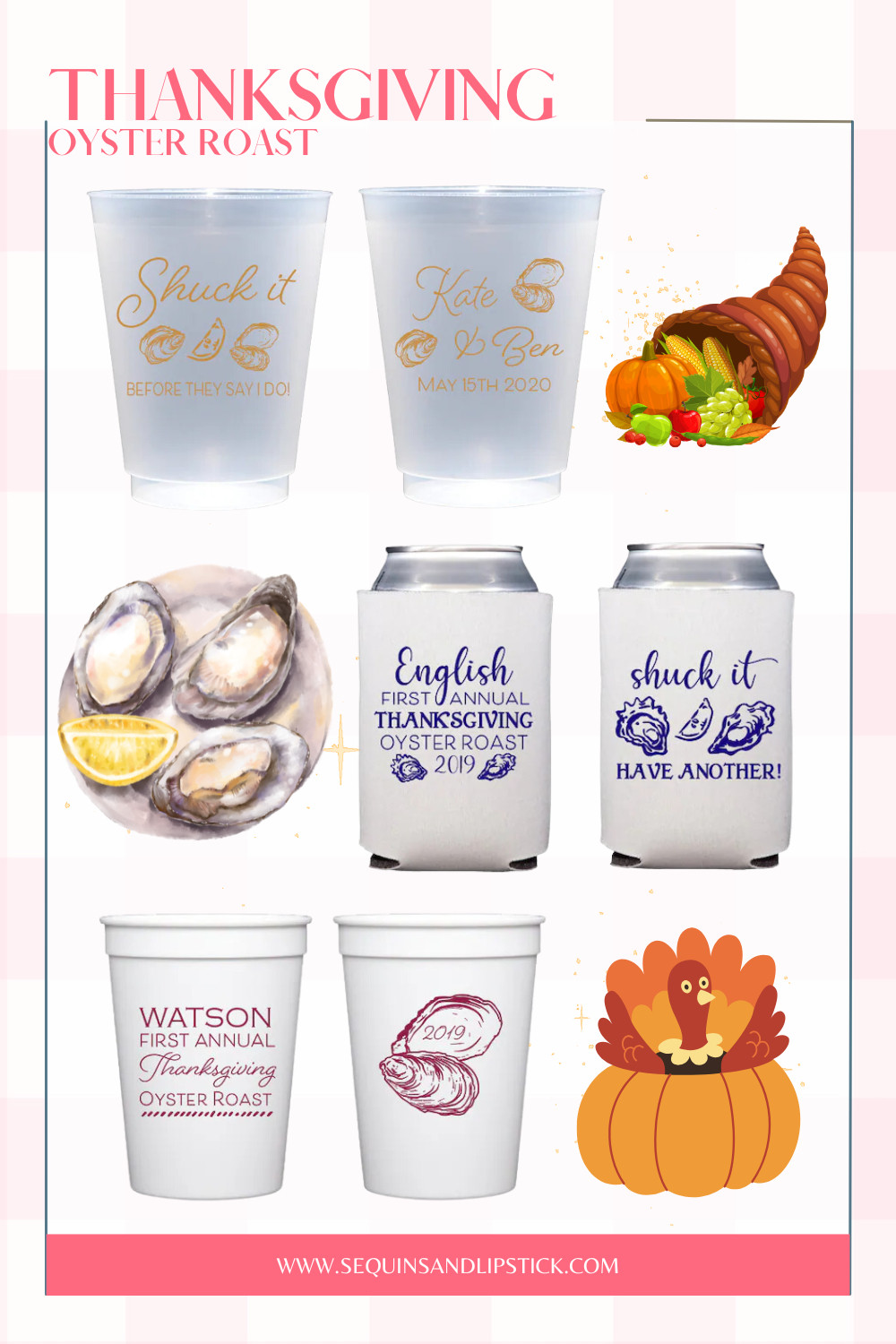 Hosting an oyster roast this Thanksgiving? Add personalized frosted cups and can coolers to your party! Perfect for oyster roasts, Friendsgiving, holiday gatherings, and family celebrations. 

 #LTKfoodie #LTKSeasonal