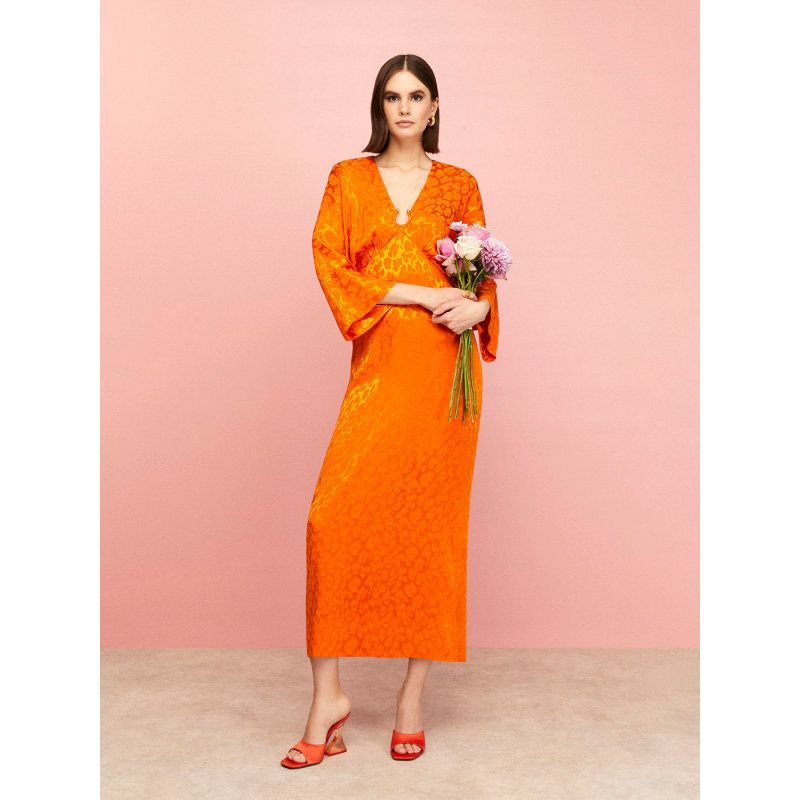 Midi Dress-Orange | Wolf and Badger (Global excl. US)