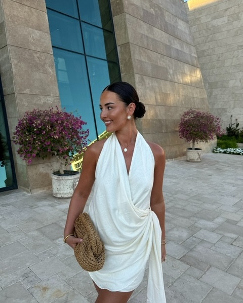 Holiday outfit, summer holiday, Birkenstock sandals, Pretty Little Things, ASOS, Pretty Lavish, clutch bag, halter neck mini dress, white mini dress, gold jewelry 

#FashionMonth #LTKuk #LTKtravel