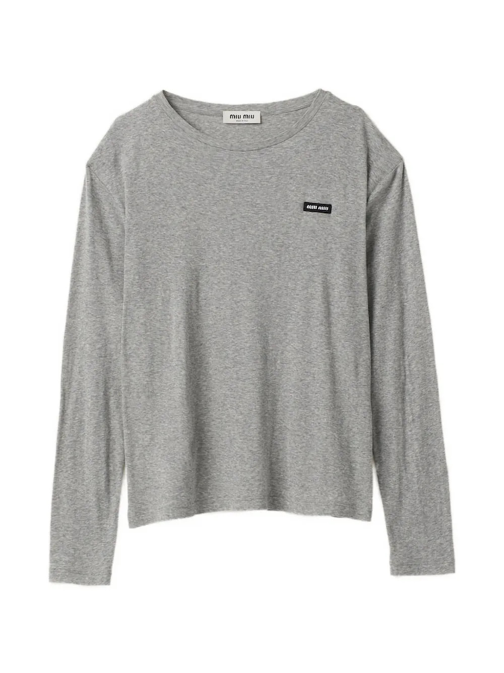 Miu Miu long-sleeved Ribbed Jersey T-shirt | Grey | FARFETCH | Farfetch Global
