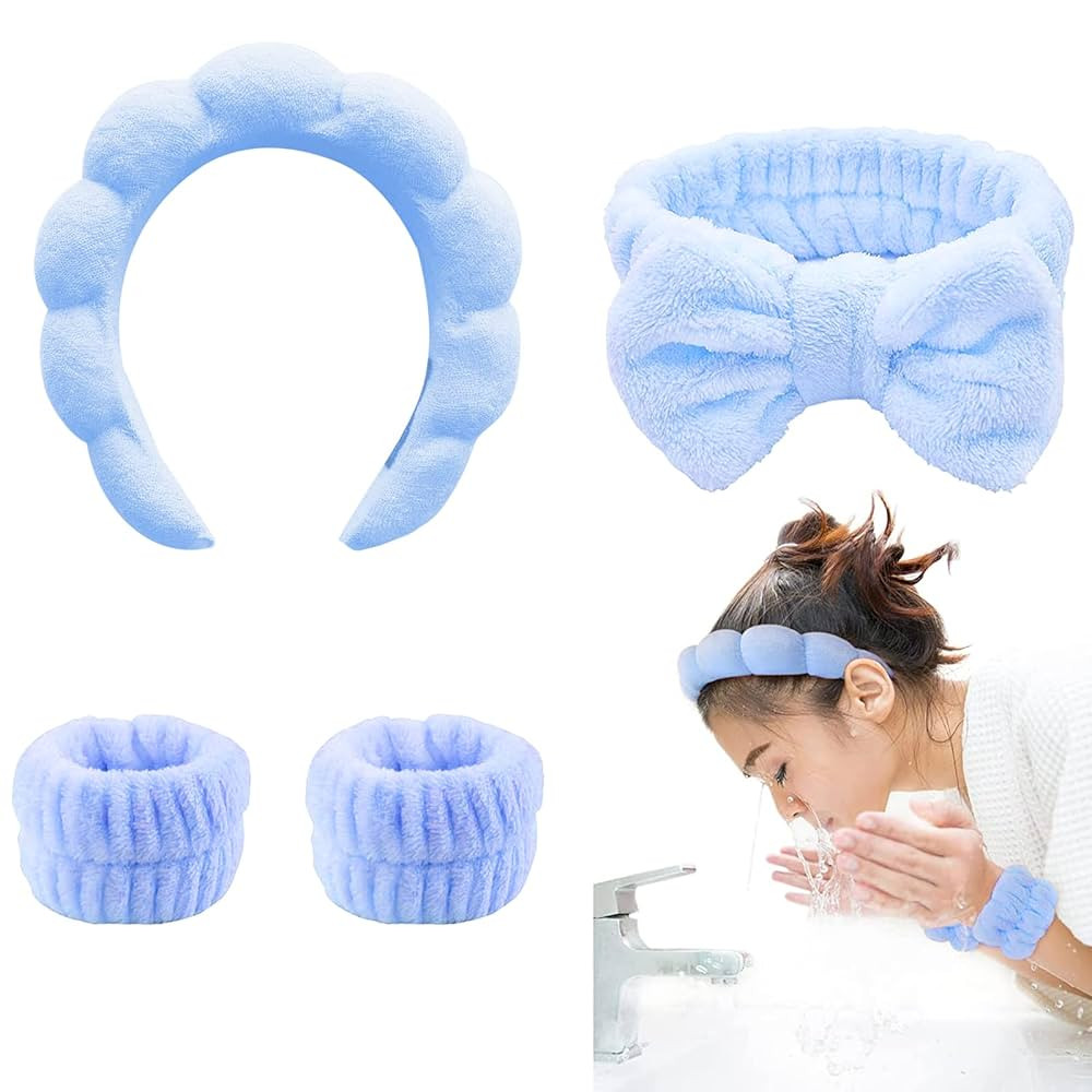 TLUXX 4-Piece Spa Headband & Wristband Set， Reusable Makeup & Skincare Accessories for Face Was... | Amazon (US)