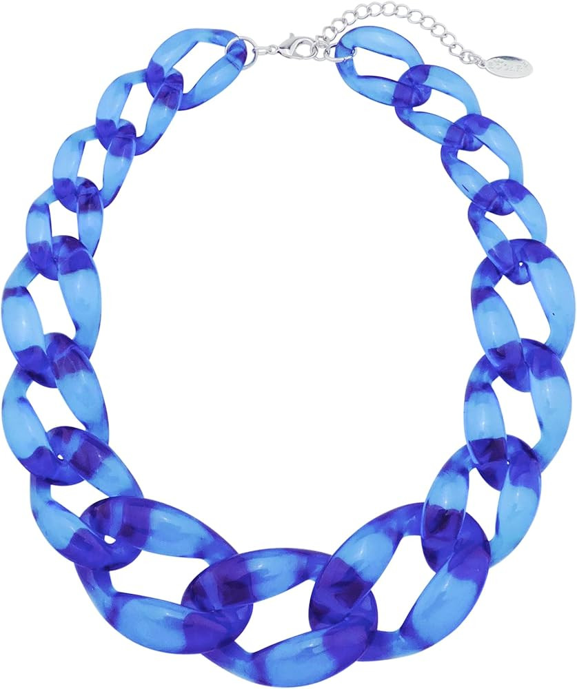 Bocar Statement Chunky Fashion Acrylic Beads Choker Cube Link Chain Necklace for Women Gifts | Amazon (US)