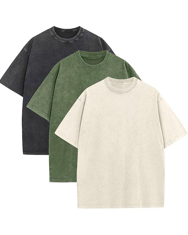 Men's Oversized Cotton T-Shirts Loose Fit Vintage Washed Tee Unisex Short Sleeve Casual Shirts To... | Amazon (US)
