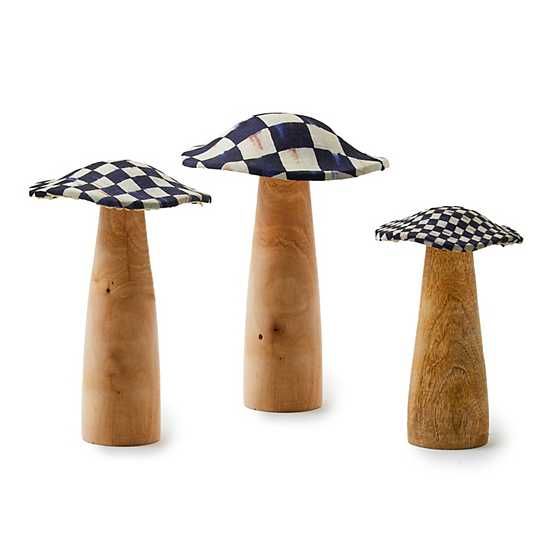 Courtly Check Wood Mushrooms, Set of 3 | MacKenzie-Childs