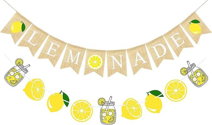 Burlap Lemonade Banner for Lemonade Stand Decorations, Lemon Garland Summer Lemon Party Decoratio... | Amazon (US)