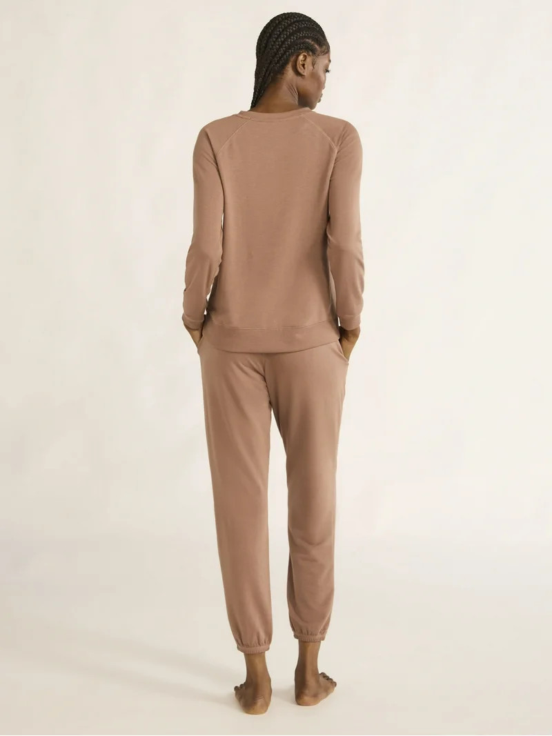 Joyspun Women's and Women’s Plus French Terry Sweatshirt and Joggers Set, 2-Piece, Sizes XS to ... | Walmart (US)