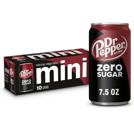 Dr Pepper Zero Sugar Soda Pop, 7.5 fl oz, 10 Pack Cans | Walmart (US)