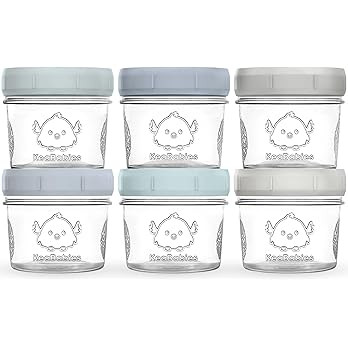 KeaBabies 4oz Glass Jars with Lids - 6pk Small Glass Baby Food Containers with Lids, Leak-Proof, ... | Amazon (US)