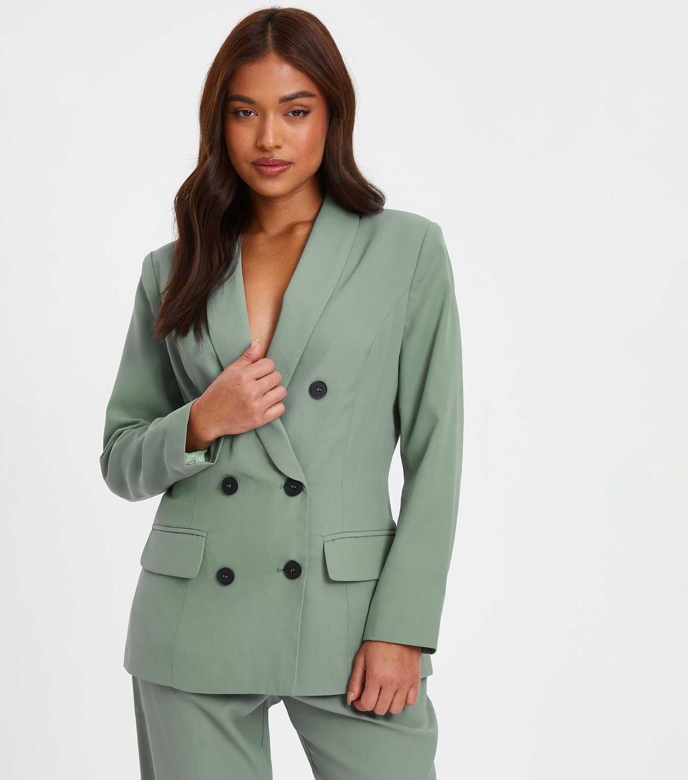QUIZ Petite Light Green Tailored Blazer | New Look | New Look (UK)