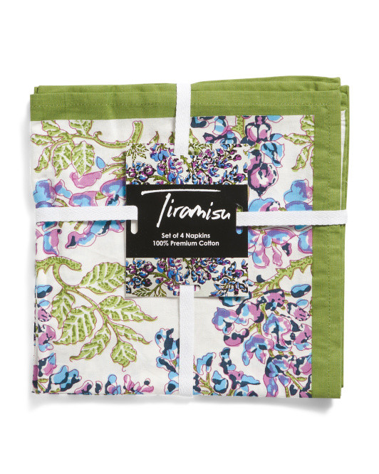 Set Of 4 Cotton Hand Block Printed Napkins | Kitchen & Dining Room | Marshalls | Marshalls