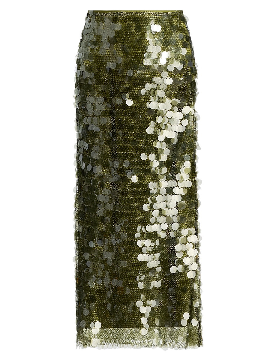 Women's Calista Sequined Midi-Skirt - Kelp Forest - Size 6 | Saks Fifth Avenue