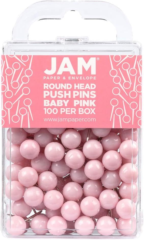 JAM PAPER Colorful Push Pins - Round Head Map Thumb Tacks - Baby Pink Pushpins - 100/Pack | Amazon (CA)