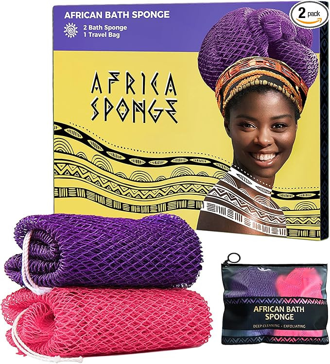 African Net Sponge Authentic - 2 Pieces Exfoliating Body Scrubber Bath Sponge - Back Scrubber Was... | Amazon (US)