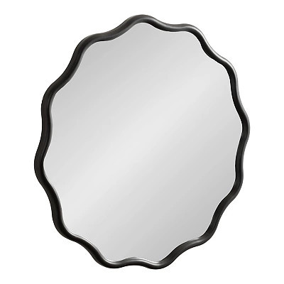 Wavy Scallop Round Wall Mirror, Black, Medium, Wood | Kirkland's Home | Kirklands