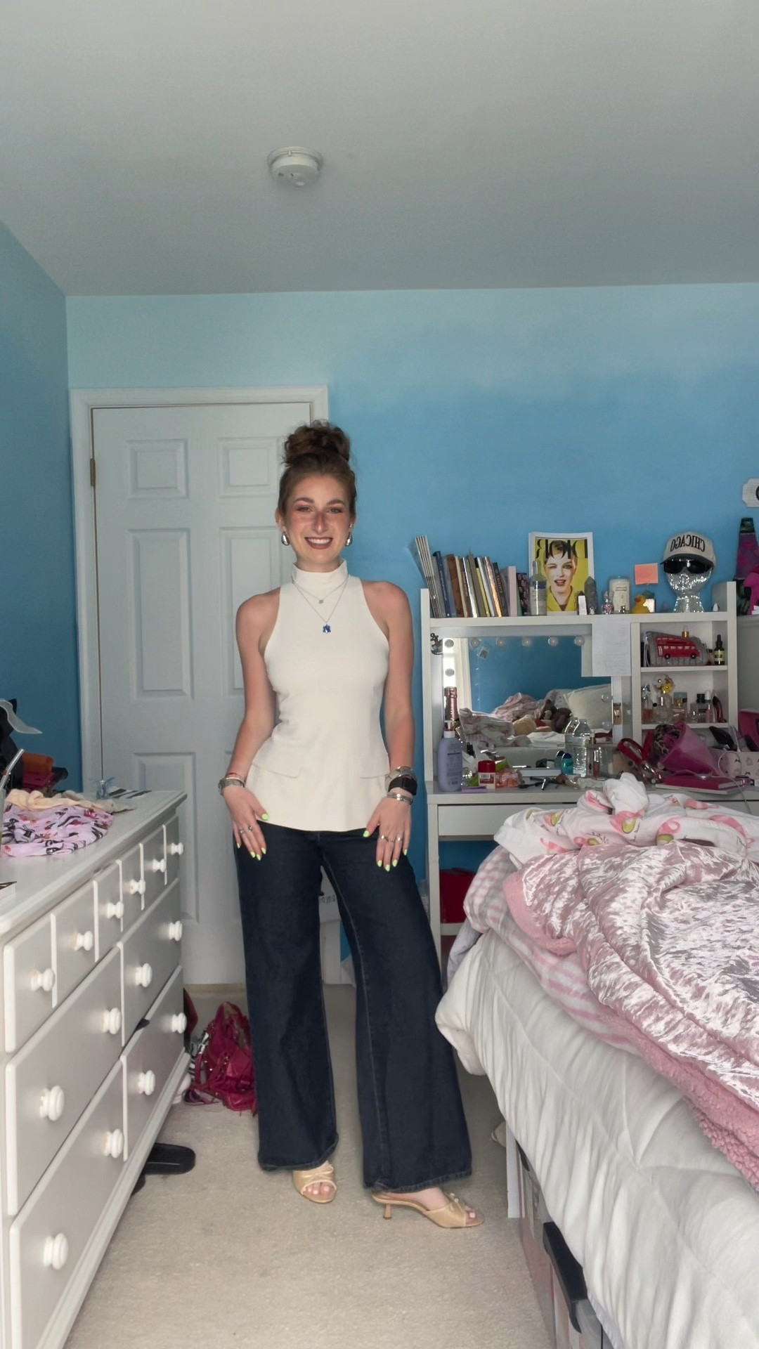 all things kitten heels! kelly and katie kitten heels with an elevated outfit wearing dark low rise jeans from edikted and an aritzia top 

#LTKStyleTip #LTKShoeCrush