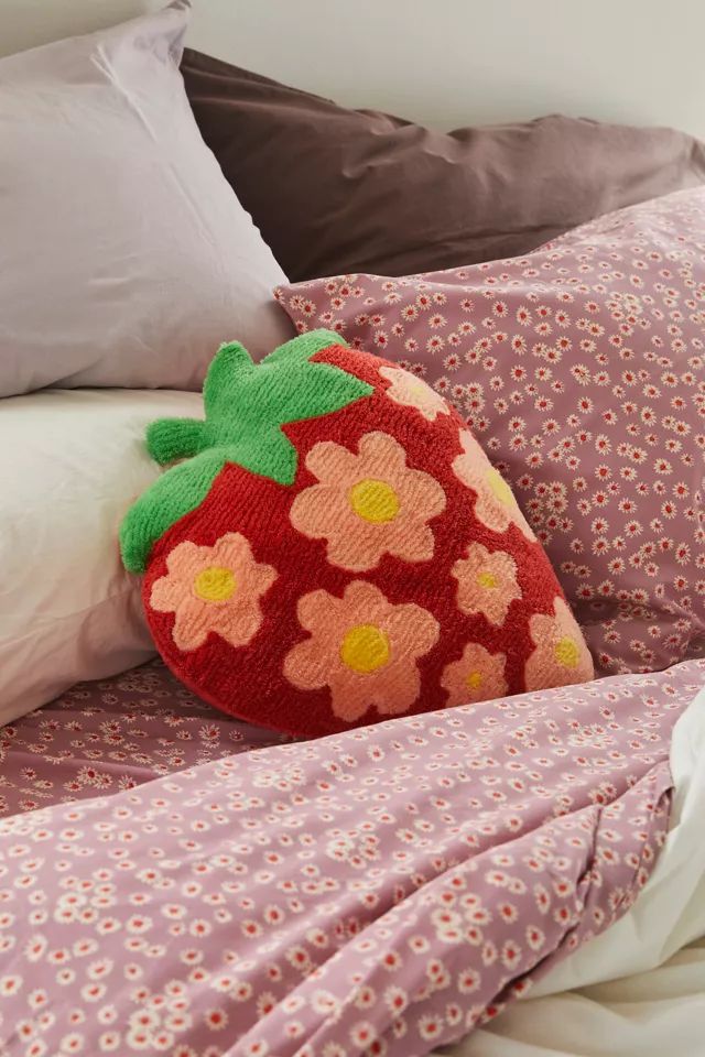 Shaped Strawberry Throw Pillow | Urban Outfitters (US and RoW)