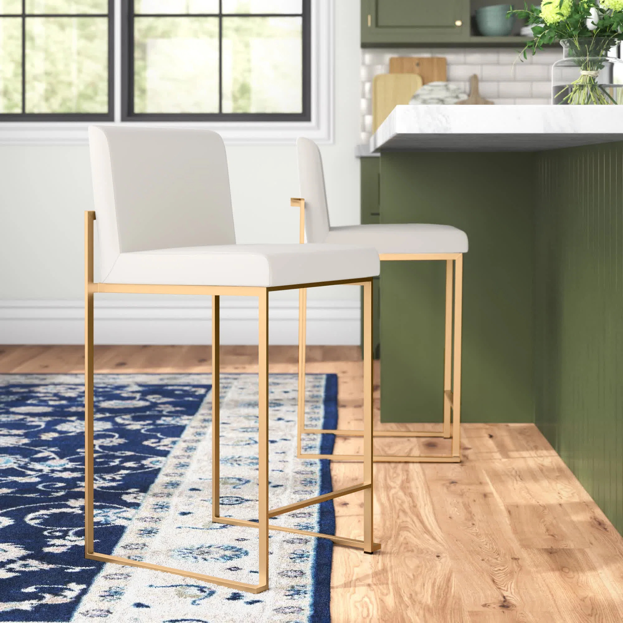 Rego Upholstered Counter Stool with Metal Frame (Set of 2) | Wayfair North America