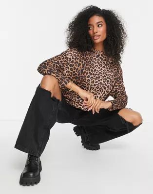 AllSaints - Rita - Oversized T-shirt met lange mouwen in luipaardprint | ASOS (Global)