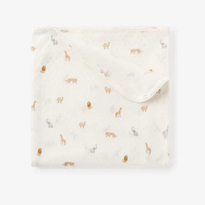 Neutral Safari Print Organic Cotton Pointelle Baby Blanket | Elegant Baby