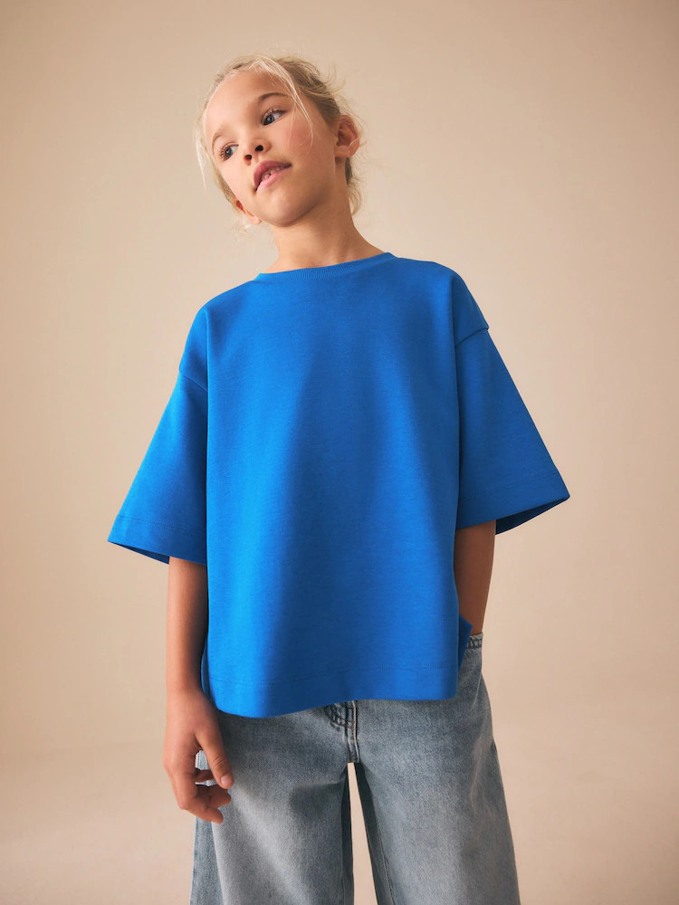 Cobalt Blue Oversized Boxy Heavyweight Interlock T-Shirt (3-16yrs) | Next US