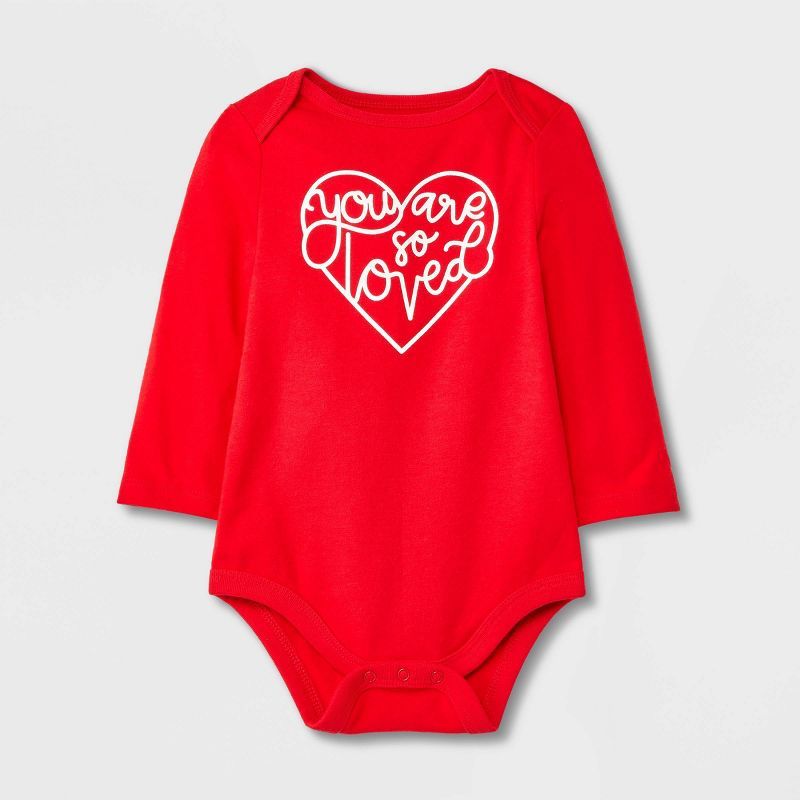 Baby Girls' 'You are So Loved' Long Sleeve Bodysuit - Cat & Jack™ Red | Target