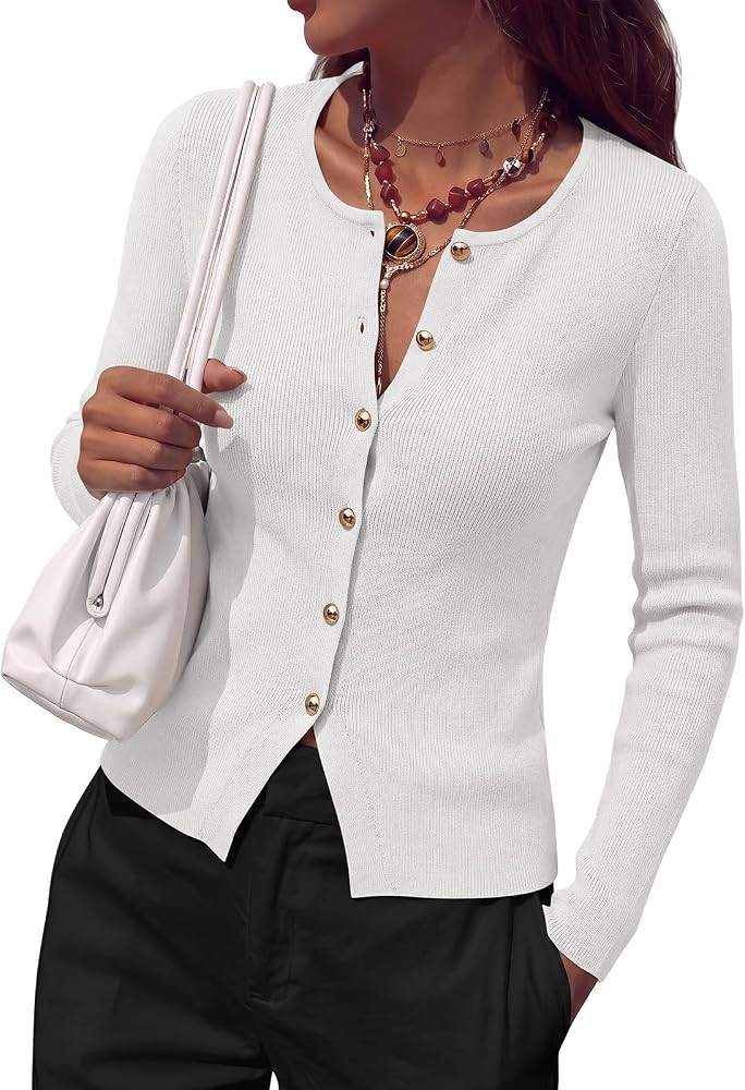 PRETTYGARDEN Long Sleeve Button Front Cardigan Sweaters for Women Fall Tops | Amazon (US)