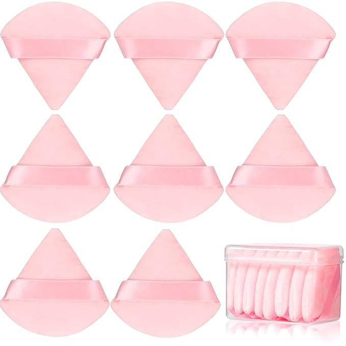 8 Pcs Cotton Powder Puff Face,JASSINS Triangle super soft Both dry and wet Makeup Setting Puff,Fo... | Amazon (US)