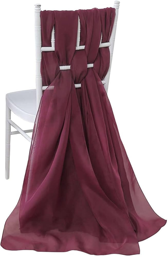 Efavormart 5 Pack Premium Chiffon Chair Sashes 22"x78" Burgundy - Sheer Designer Chair Bows | Amazon (US)