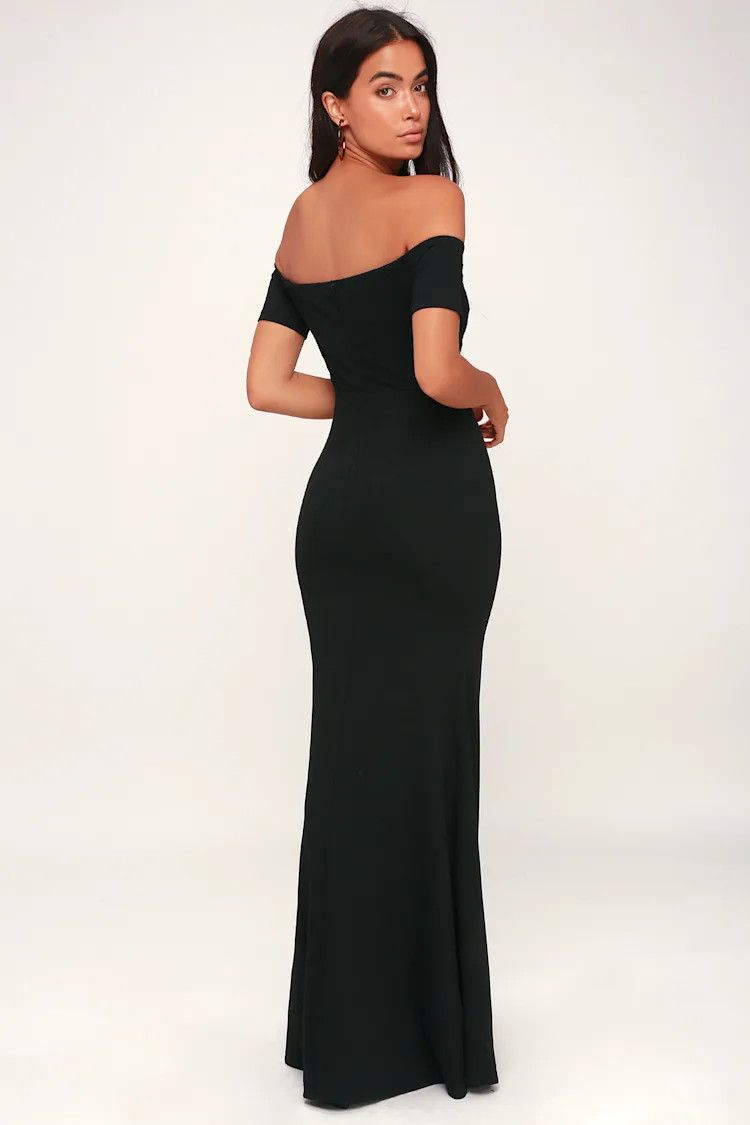 Lynne Black Off-the-Shoulder Maxi Dress | Lulus (US)