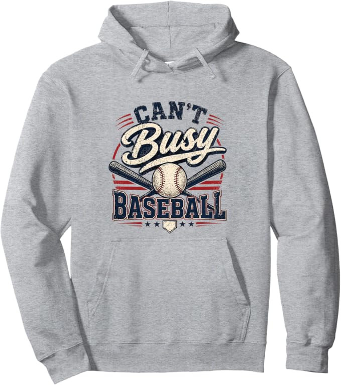 Can't Busy Baseball Vintage Retro Graphic Pullover Hoodie | Amazon (US)
