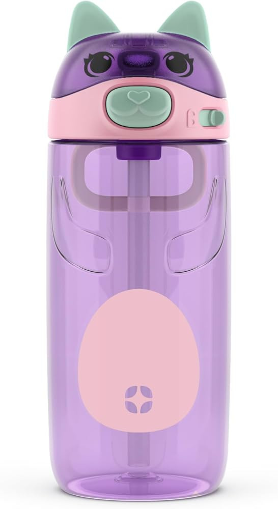 Ello Ellies 16oz Plastic Kids Water Bottle with Straw and Built-in Carrying Handle and Leak-Proof... | Amazon (US)