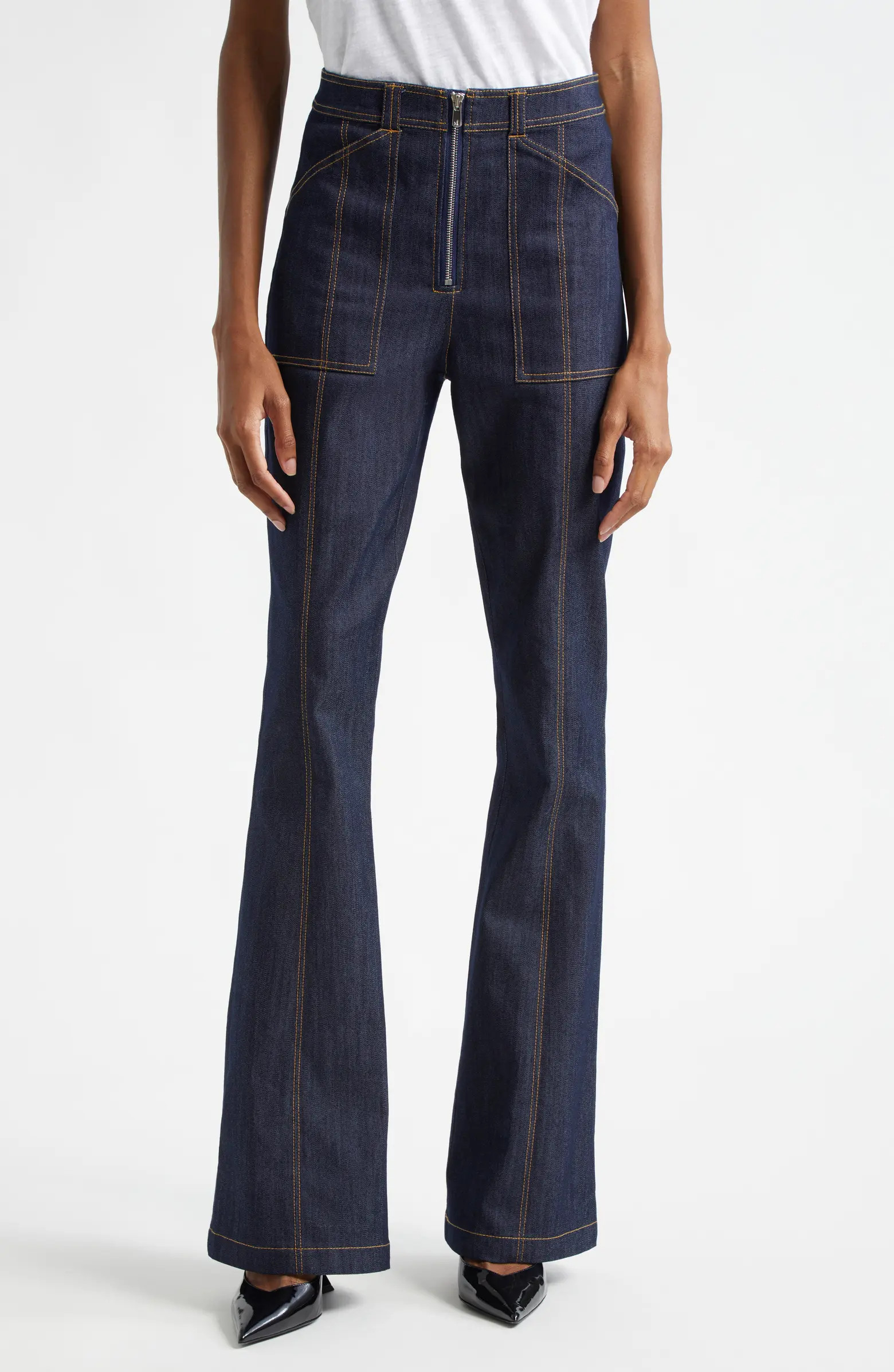 Cinq à Sept Val Topstitch Detail Flare Leg Jeans | Nordstrom | Nordstrom