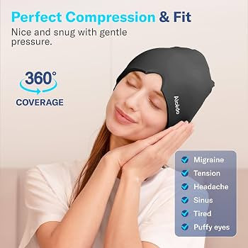 Alcedo Migraine Relief Cap, Hot & Cold Headache Hat Gel Ice Pack Mask, Face Compress Heating Cool... | Amazon (US)
