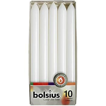 BOLSIUS Dinner Table Candles – 10 Wedding and Holiday Candle Decorations – 10 Inches White Di... | Amazon (US)