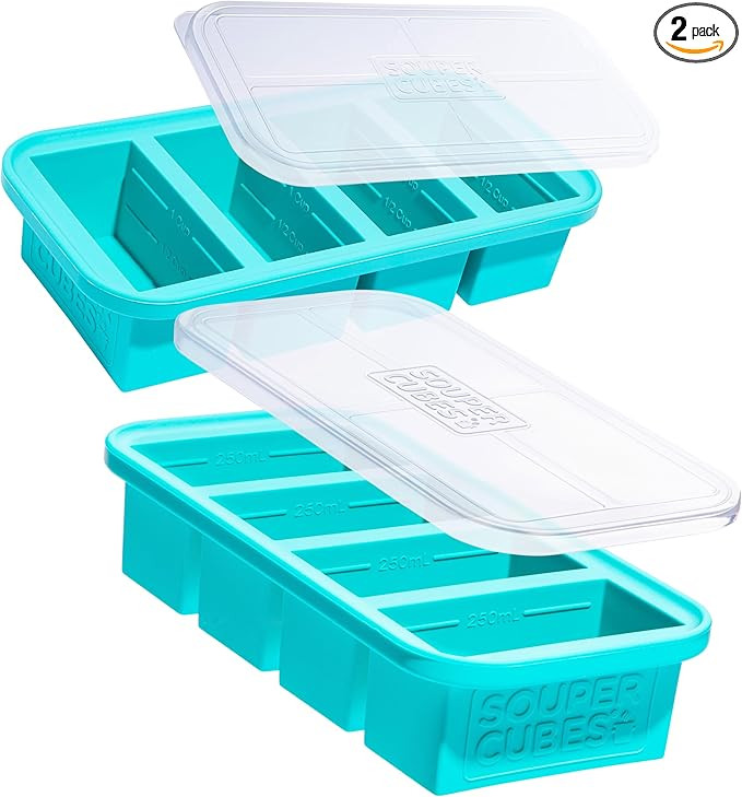 Souper Cubes 1 Cup Silicone Freezer Molds with Lids - Soup Cubes with Steel Reinforced Rim - Perf... | Amazon (US)