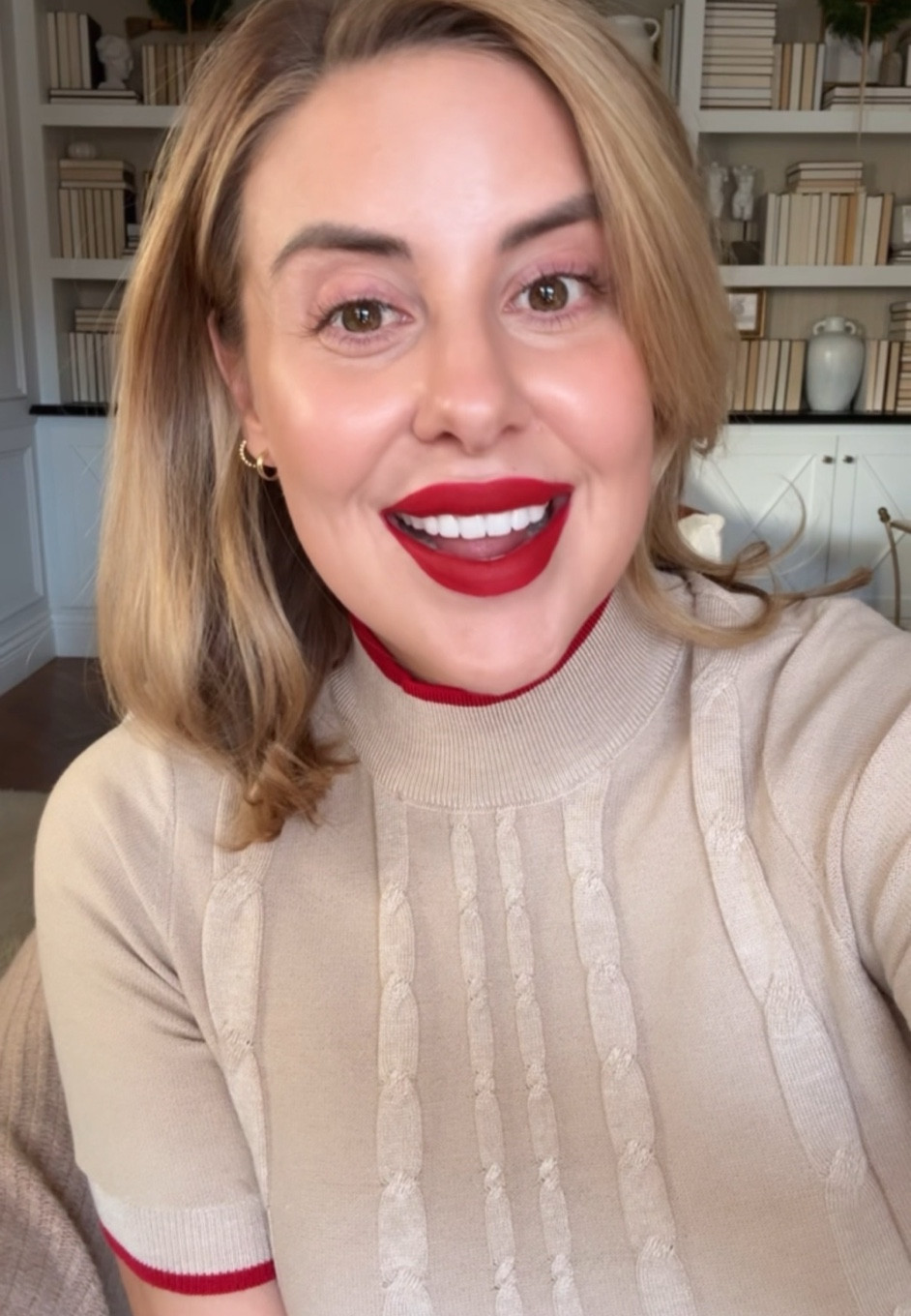 Favorite red lip with minimal holiday makeup… had to screen grab my video because of requests for this one ❤️ it’s the best! 

#LTKHoliday #LTKBeauty