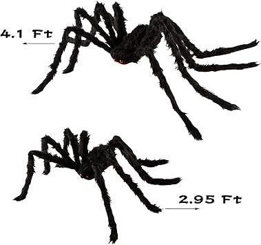 QBSM 2 Pcs Realistic Hairy Giant Spider Real Large Fake Spiders for Halloween Outdoor Decoration ... | Amazon (US)
