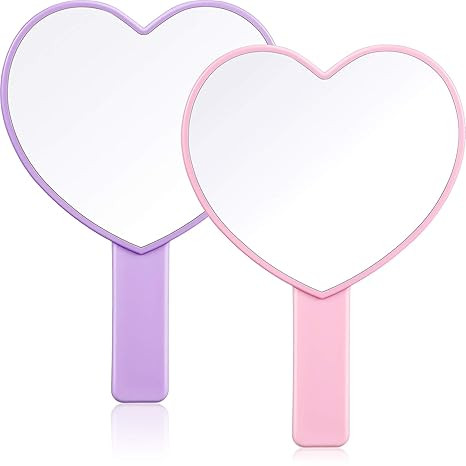 Jetec 2 Pieces Heart Shaped Handheld Mirrors Travel Makeup Mirrors Mini Cosmetic Mirror with Hand... | Amazon (US)
