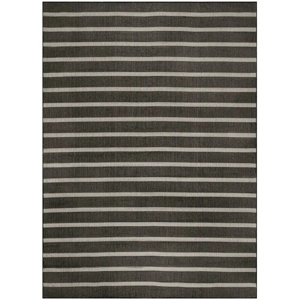 Nourison Positano Indoor/Outdoor Striped Area Rug - 8' x 10' - Black/Ivory | Bed Bath & Beyond