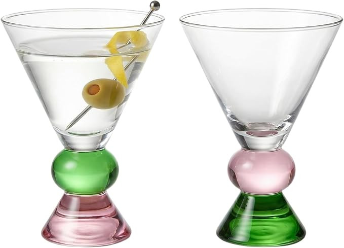 Stemless Martini, Gin & Vodka Ritual Cups, Set of 2, 5oz Clear Borosilicate Cocktail Glasses with... | Amazon (US)
