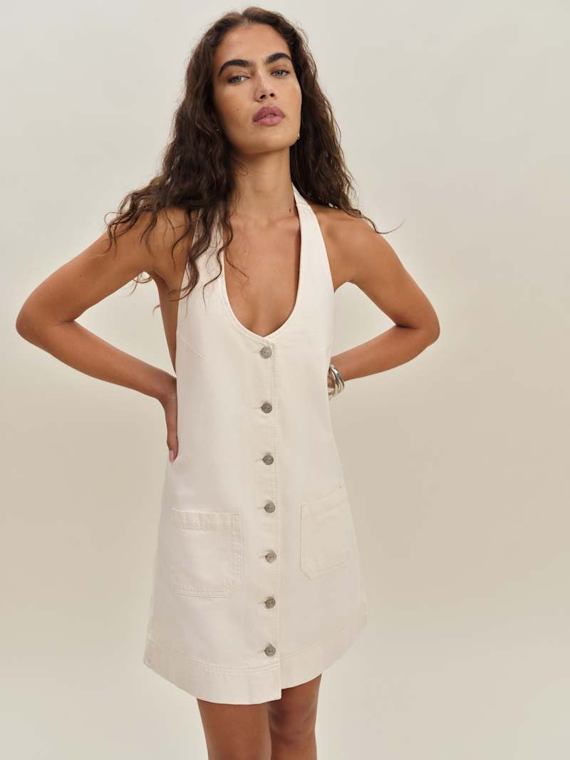 Brittany Denim Halter Mini Dress | Reformation (Global)