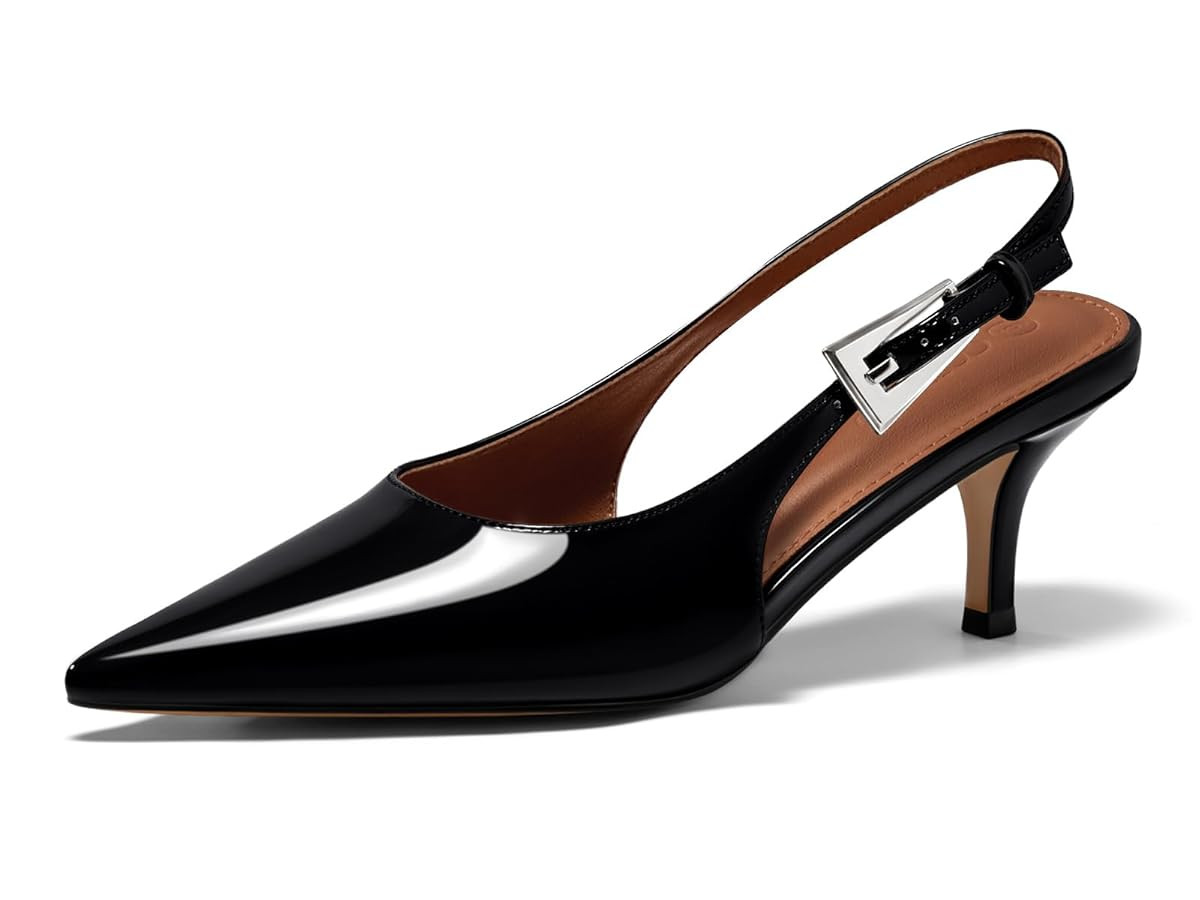 Coutgo Womens Slingback Heels Kitten Low Heel Dress Shoes Closed Pointed Toe Buckle Pumps Work We... | Amazon (US)