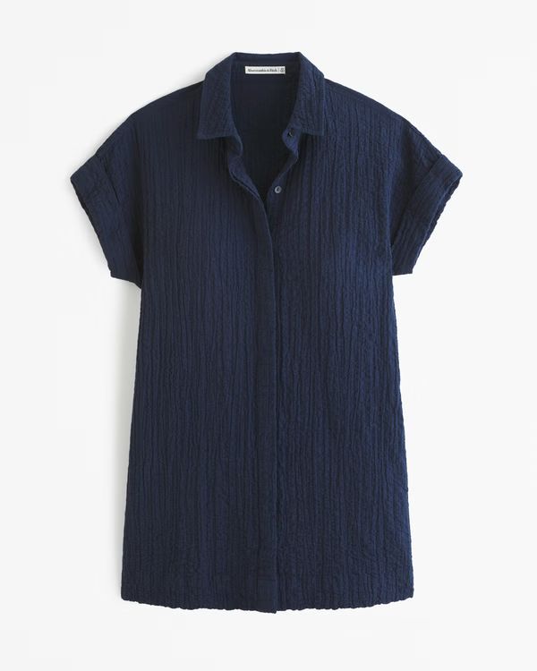 Women's Textured Button-Through Shirt Dress | Women's Dresses & Jumpsuits | Abercrombie.com | Abercrombie & Fitch (US)
