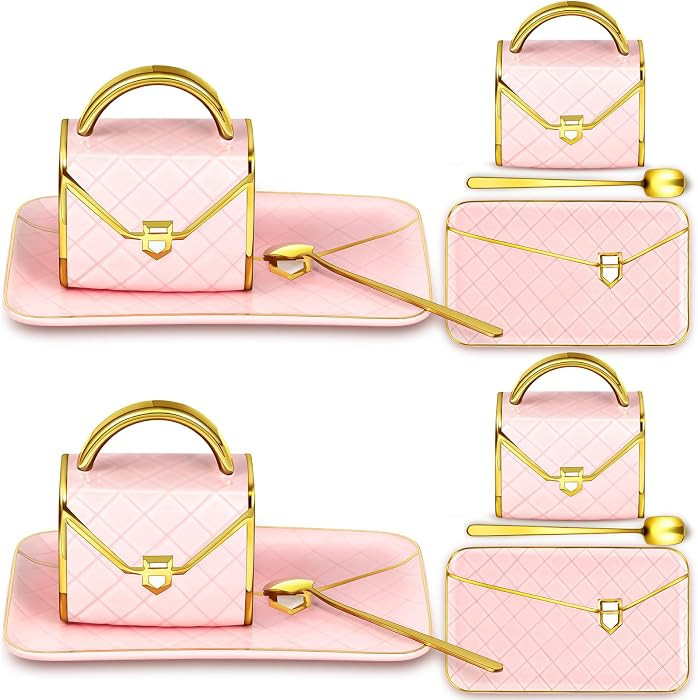 Zubebe 2 Sets Coffee Mug Elegant Handbag Shaped Cup,Pink | Amazon (US)