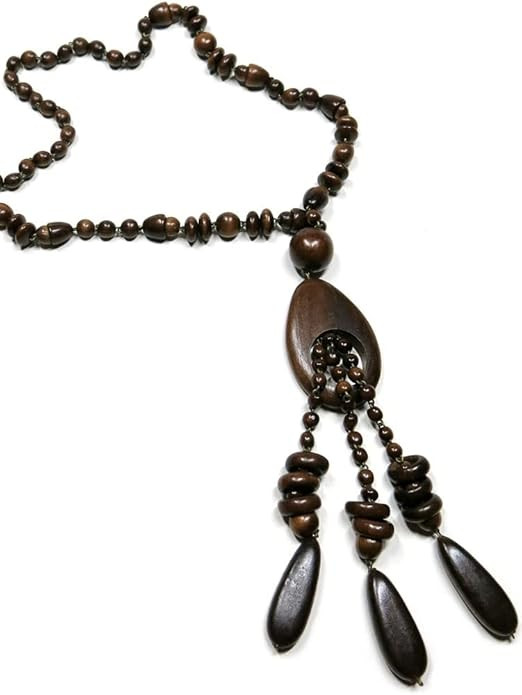 Women Wooden Juniper Bead Necklace, No Lock Interlocking Beads Ethnic Tribal Wood Necklace, Bohem... | Amazon (US)